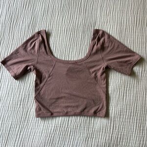 lululemon athletica Mauve Brown Scoop Neck Crop Top